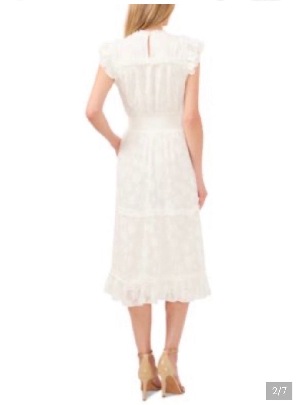 CeCe White Textured Ruffle Dress - Picture 2 of 12